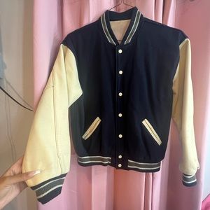 navy blue/ khaki leather man jacket !